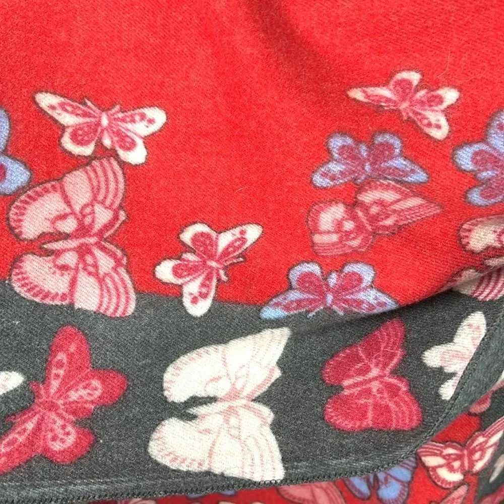 Beautiful Wool Blend Butterfly Print Large Scarf Wrap